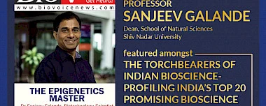 Professor Sanjeev Galande, Dean Of School Of Natural Sciences At Shiv Nadar University Featured Amongst 