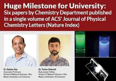 Huge Milestone for University: Six papers by Chemistry Department published in a single volume of ACS' Journal of Physical Chemistry Letters (Nature Index)