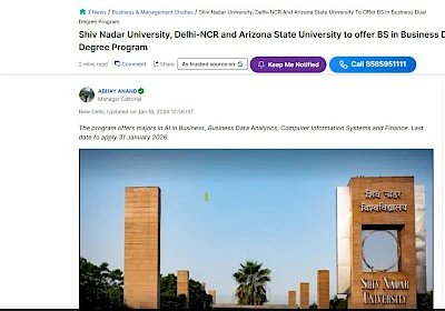 Shiv Nadar University and Arizona State University launch dual degree in Bachelor of Science