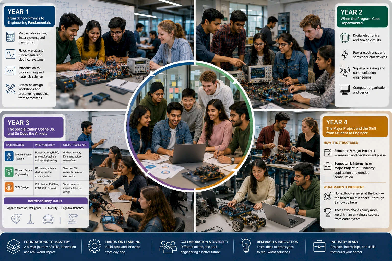 Explore the year-by-year journey of an Electrical and Computer Engineering degree.